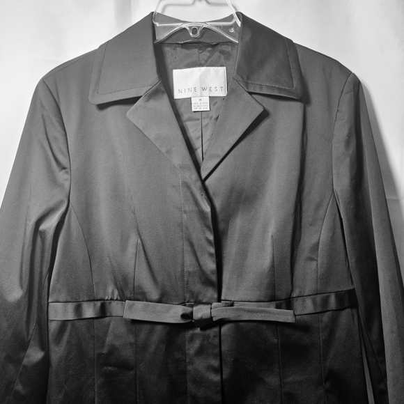 🛑 NWT Nine West Womens Black Cotton/Poly Blend Empire Waist Jacket Coat Med - Picture 3 of 9